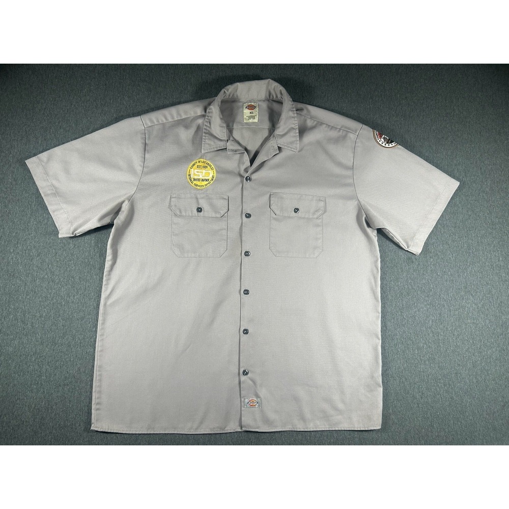 Dickies XL Grey Work Shirt County of Los Angeles Internal Services Department